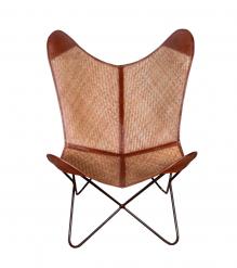 WOVEN MATERIAL, LEATHER & IRON BUTTERFLY CHAIR