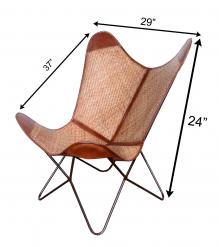 WOVEN MATERIAL, LEATHER & IRON BUTTERFLY CHAIR