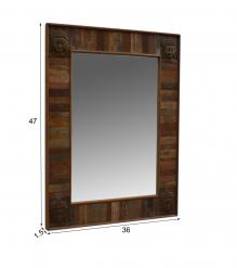 SOLID RECLAIMED WOOD FRAME W/ BRASS CASTINGS BUDDHA MIRROR
