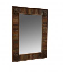 SOLID RECLAIMED WOOD FRAME W/ BRASS CASTINGS BUDDHA MIRROR