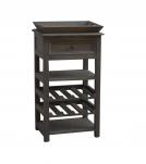 SOLID WOOD WINE BAR W/ SHELVES, DRAWER & TRAY