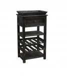 SOLID WOOD WINE BAR W/ SHELVES, DRAWER & TRAY