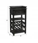 SOLID WOOD WINE BAR W/ SHELVES, DRAWER & TRAY