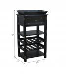 SOLID WOOD WINE BAR W/ SHELVES, DRAWER & TRAY