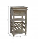 SOLID WOOD WINE BAR W/ SHELVES, DRAWER & TRAY