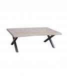 SOLID LIVE EDGE WOOD COFFEE TABLE W/ METAL BASE