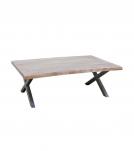 SOLID LIVE EDGE WOOD COFFEE TABLE W/ METAL BASE
