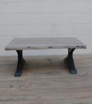 SOLID LIVE EDGE WOOD & IRON COFFEE TABLE