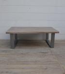 SOLID LIVE EDGE WOOD COFFEE TABLE W/ METAL BASE