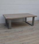 SOLID LIVE EDGE WOOD COFFEE TABLE W/ METAL BASE
