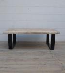 SOLID LIVE EDGE WOOD COFFEE TABLE W/ METAL BASE