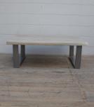 SOLID LIVE EDGE WOOD COFFEE TABLE W/ METAL BASE