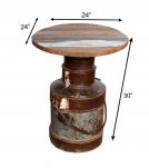 IRON WOOD DRUM TABLE
