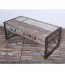 SOLID RECLAIMED TEAK WOOD & IRON COFFEE TABLE W/ DRAWERS