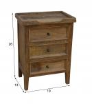 SOLID WOOD 3 DRAWER NIGHTSTAND END TABLE