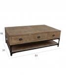 SOLID WOOD & IRON COFFEE TABLE