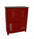 IRON SIDEBOARD CABINET W/ SOLID WOOD TOP