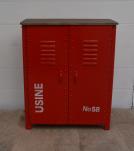 IRON SIDEBOARD CABINET W/ SOLID WOOD TOP