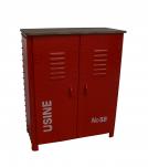 IRON SIDEBOARD CABINET W/ SOLID WOOD TOP