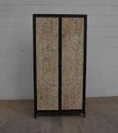 SOLID CARVED WOOD + METAL DOUBLE DOOR CABINET