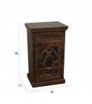 SOLID WOOD & GLASS NIGHTSTAND END TABLE
