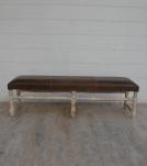 SOLID WOOD & UPHOLSTERED LEATHER BENCH