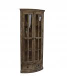 SOLID WOOD & GLASS CORNER CABINET W/ 2 DRAWERS