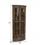 SOLID WOOD & GLASS CORNER CABINET W/ 2 DRAWERS