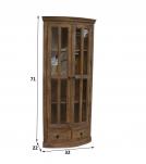 SOLID WOOD & GLASS CORNER CABINET W/ 2 DRAWERS