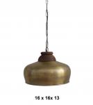 METAL HANGING PENDANT LIGHT W/ WOOD ACCENT