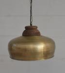 METAL HANGING PENDANT LIGHT W/ WOOD ACCENT