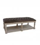 SOLID WOOD & FULL HIDE LEATHER COFFEE TABLE
