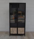 SOLID CARVED WOOD, IRON & GLASS CABINET
