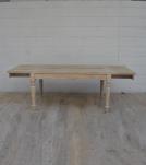 EXTENDABLE SOLID WOOD DINING TABLE W/ SELF-STORING EXTENSIONS
