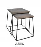 SET OF 2 SOLID WOOD & IRON END TABLES