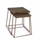 SET OF 2 SOLID WOOD & IRON END TABLES