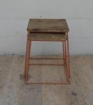 SET OF 2 SOLID WOOD & IRON END TABLES