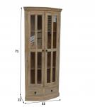 SOLID WOOD & GLASS CORNER CABINET W/ 2 DRAWERS