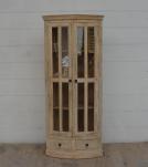 SOLID WOOD & GLASS CORNER CABINET W/ 2 DRAWERS