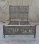 HAND CARVED WOODEN KING SIZE BED