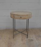 SOLID WOOD & IRON ROUND SIDE TABLE / OCCASIONAL TABLE
