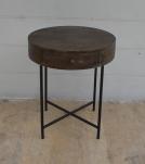 SOLID WOOD & IRON ROUND SIDE TABLE / OCCASIONAL TABLE