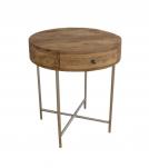 SOLID WOOD & IRON ROUND SIDE TABLE / OCCASIONAL TABLE