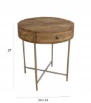 SOLID WOOD & IRON ROUND SIDE TABLE / OCCASIONAL TABLE