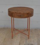 SOLID WOOD & IRON ROUND SIDE TABLE / OCCASIONAL TABLE
