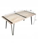 RECLAIMED SOLID TEAK WOOD TABLE W/ METAL TRIM