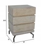 SOLID WOOD 3 DRAWER END TABLE / NIGHTSTAND