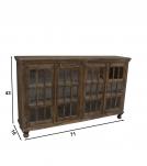 SOLID WOOD & RECTANGULAR GLASS SIDEBOARD