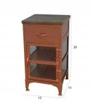 SOLID IRON, GLASS & WOOD NIGHTSTAND END TABLE