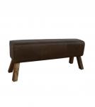 LEATHER & WOOD UPHOLSTERED BENCH